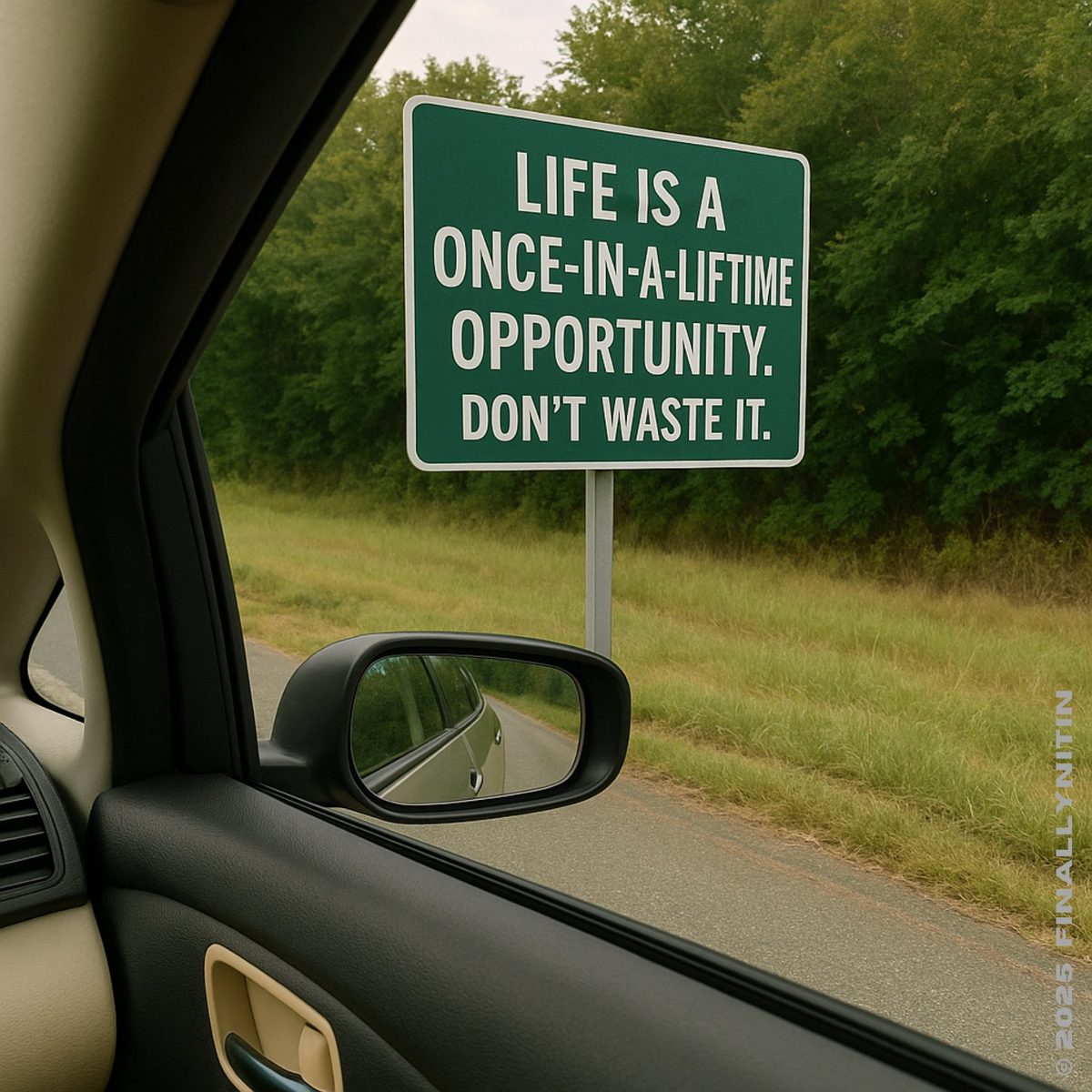 Life is a once-in-a-lifetime opportunity. Don't waste it.